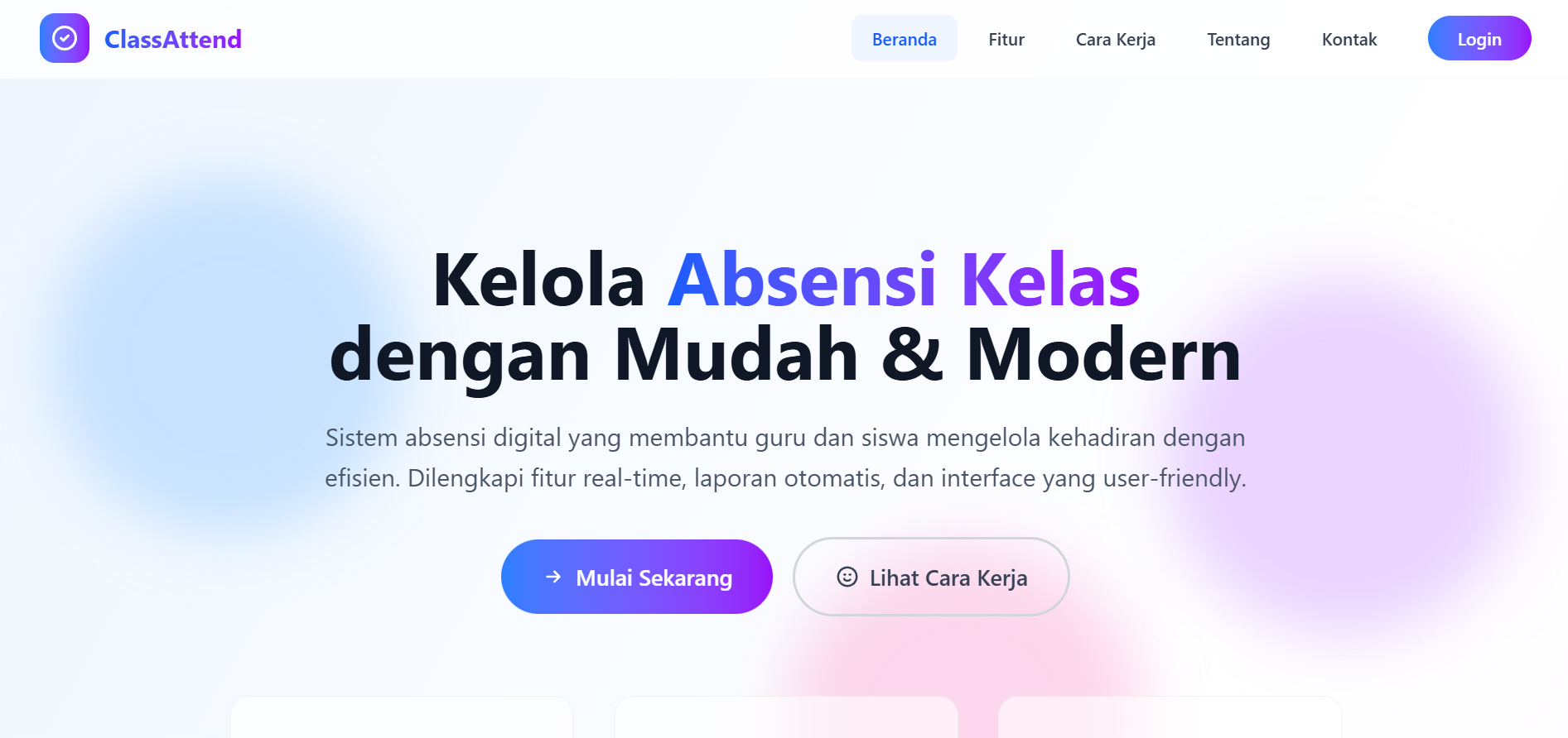 Landing Page Platform Absensi
